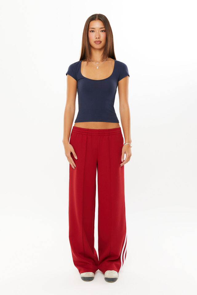 Elyse Sporty Pull On Pant, ROSEY RED/WHITE
