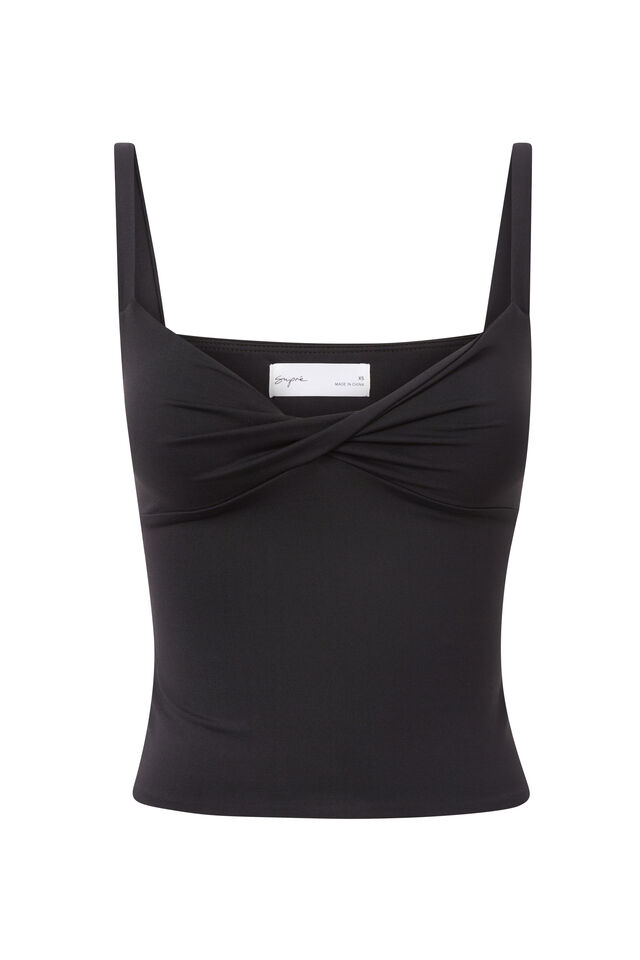 Luxe Twist Front Cami, BLACK