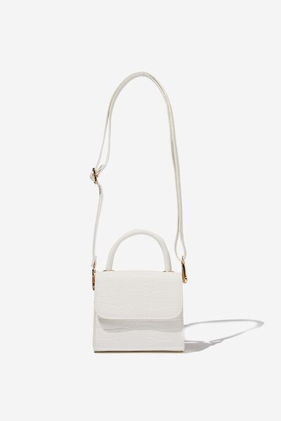 Tiana Small Bag, WHITE CROC SHINY