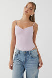 Light Luxe Ruched Strappy Bodysuit, MUTED ORCHID - alternate image 1