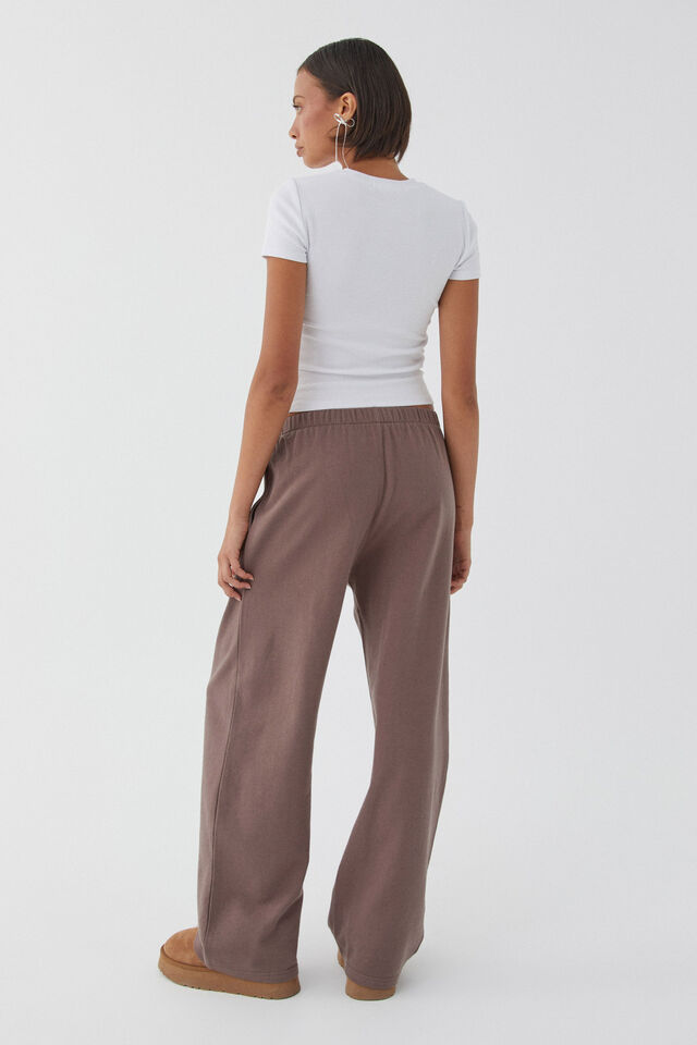 Relaxed Wide Leg Track Pant, BROWN CAROB