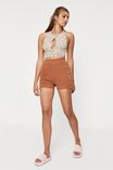 Adelina Open Front Sleeveless Tie Up Space Dye Top, SPACE DYE NEUTRALS