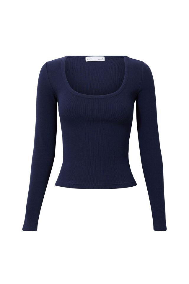 Riri Scoop Neck Long Sleeve, ALL STAR NAVY