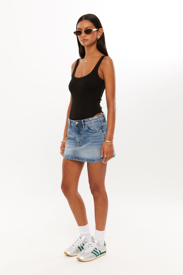 Cora Rib Bodysuit, BLACK