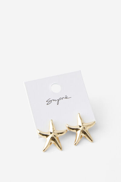 Earring Single Pack, GOLD/STARFISH