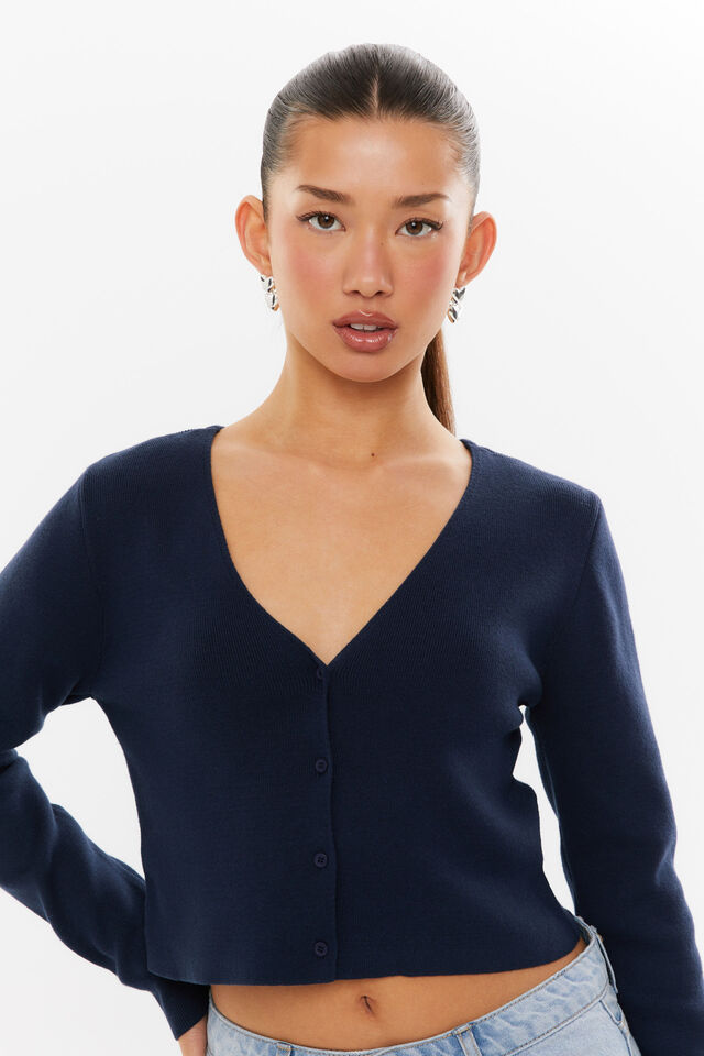Valentina V Neck Knit Cardi, ALL STAR NAVY