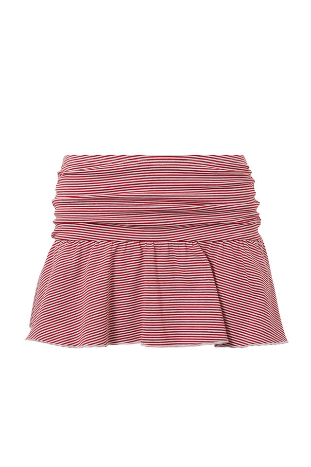 Posey Ruched Mini Skirt, LIPSTICK RED/WHITE STRIPE