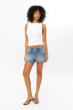 Y2k Denim Mini Skirt, PARIS BLUE - alternate image 2
