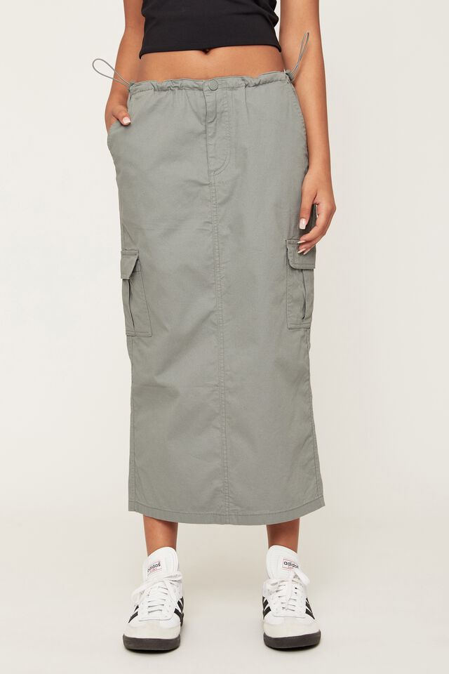 Ash Parachute Maxi Skirt, MUTED GREEN