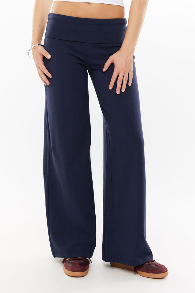 Fold Back Wide Leg Pant, ALL STAR NAVY