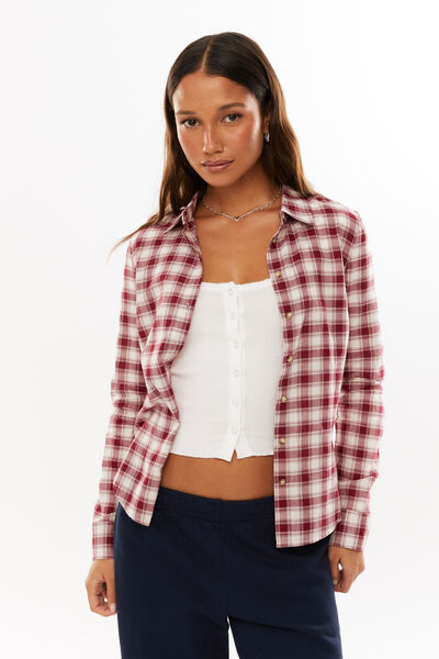 Cindy Check Shirt, RED/WHITE CHECK