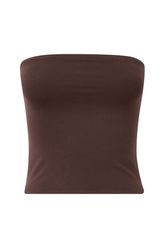 Soft Longline Tube Top, ESPRESSO BROWN