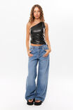 Pu Amelia One Shoulder Top, BLACK - alternate image 1
