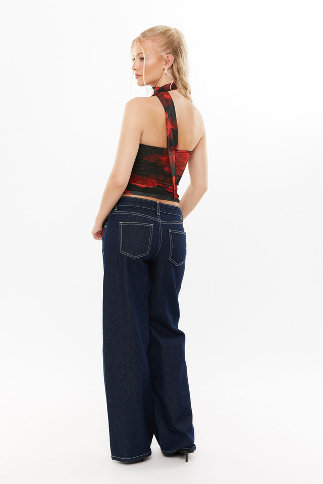 Milly Mesh Halter Top, CANDICE ROSE RED