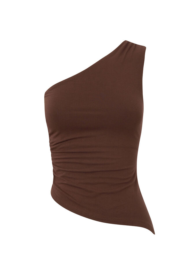 Soft Amelia One Shoulder Top, ESPRESSO BROWN