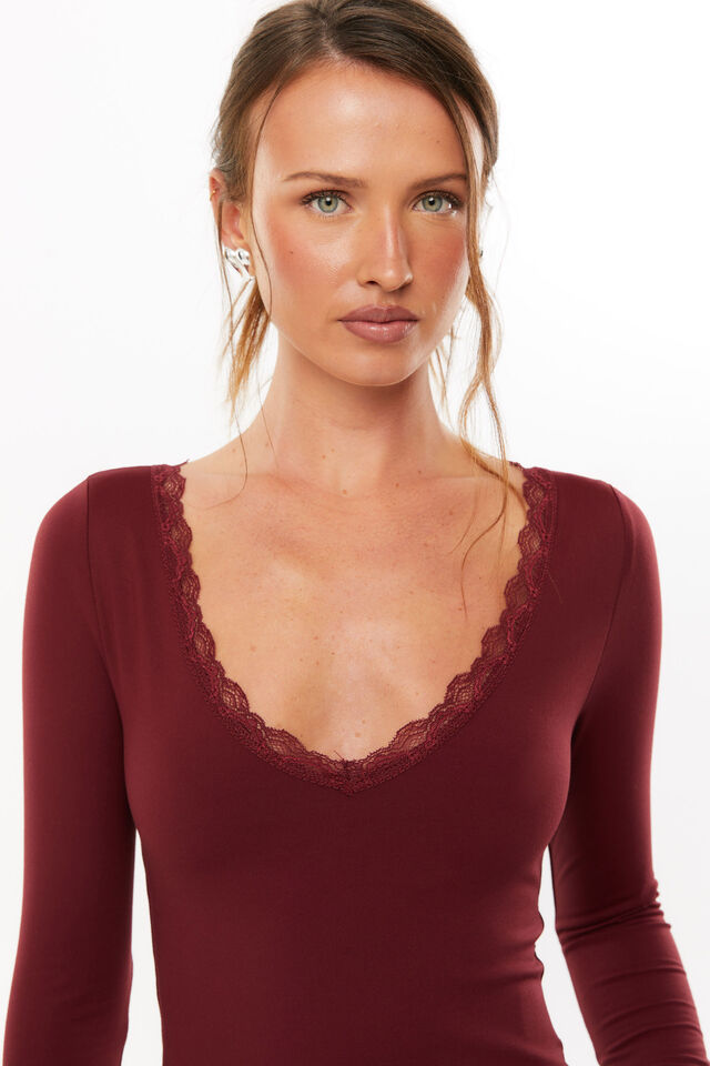 Super Smooth Isla Long Sleeve Top, DARK PLUM