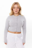 Kendal Cropped Knit Cardigan, GREY MARLE - alternate image 1