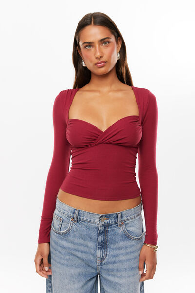 Soft Jolene Long Sleeve Top, CHERRY RIPE