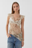 Lilly Sleeveless Top, SALERNO FLORAL MOCCHA - alternate image 3