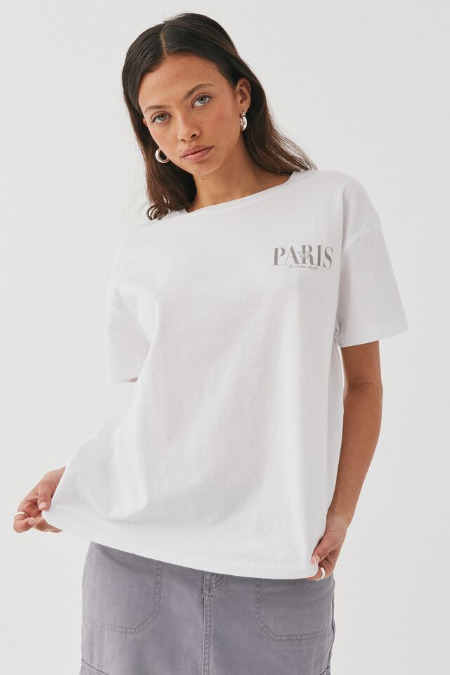 Callie Oversized Graphic T Shirt, WHITE/FLASH SHEET