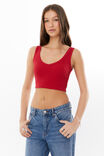 Amara Rib Cropped Tank, LIPSTICK RED - alternate image 1