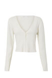 Valentina V Neck Knit Cardi, MERINGUE WHITE - alternate image 6