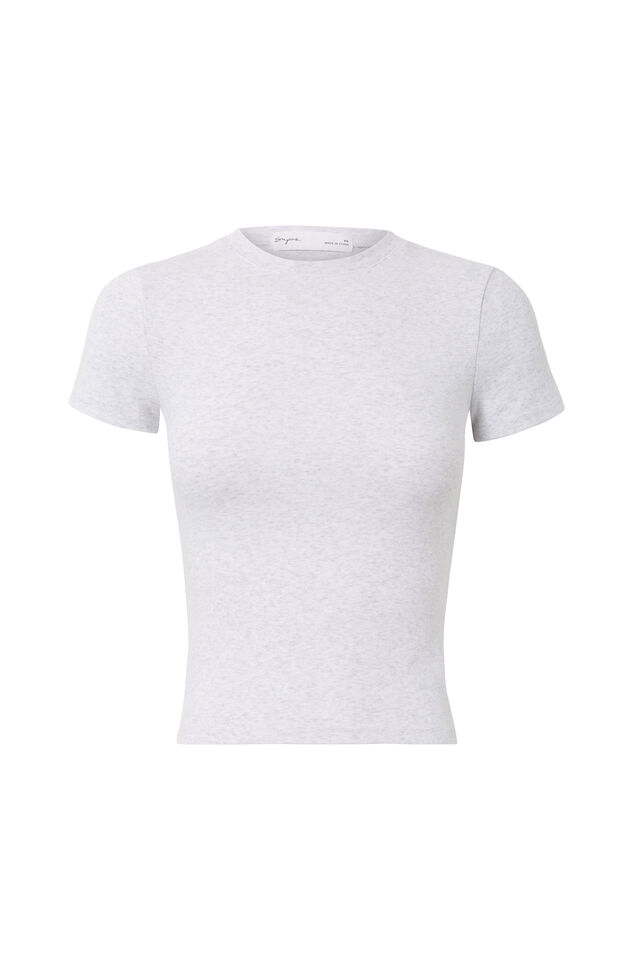 Cotton Fitted Tee, GREY MARLE
