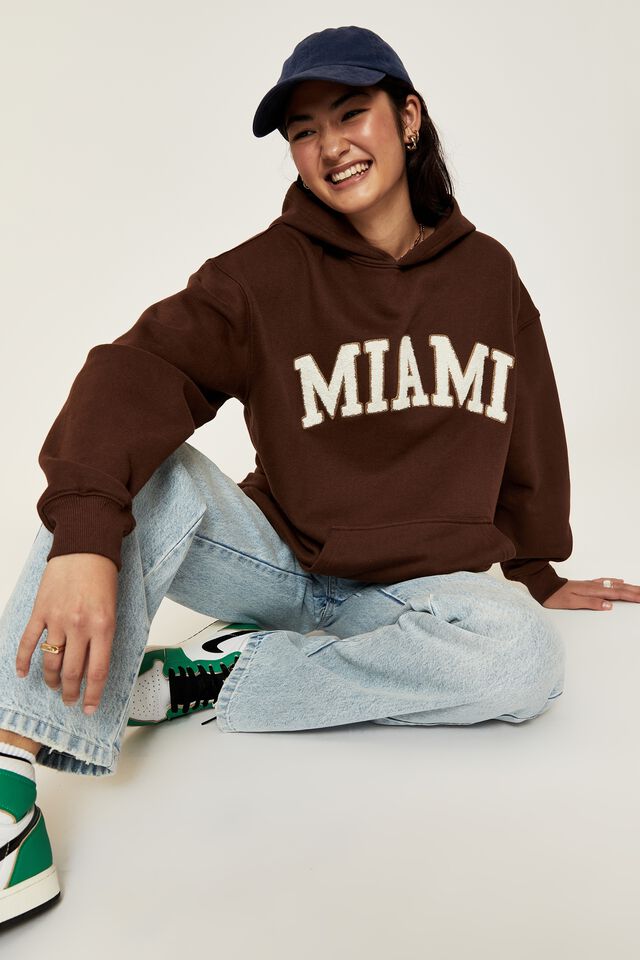 Paige Oversized Printed Hoodie, CHOC TOP/MIAMI ARCH