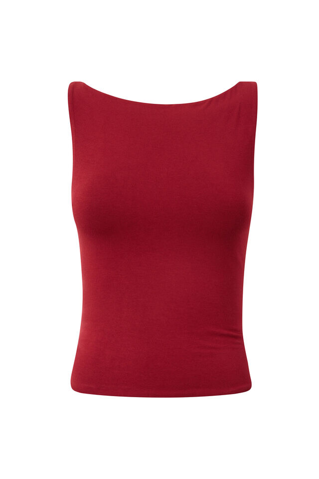 Soft Boat Neck Top, DEEP CHERRY