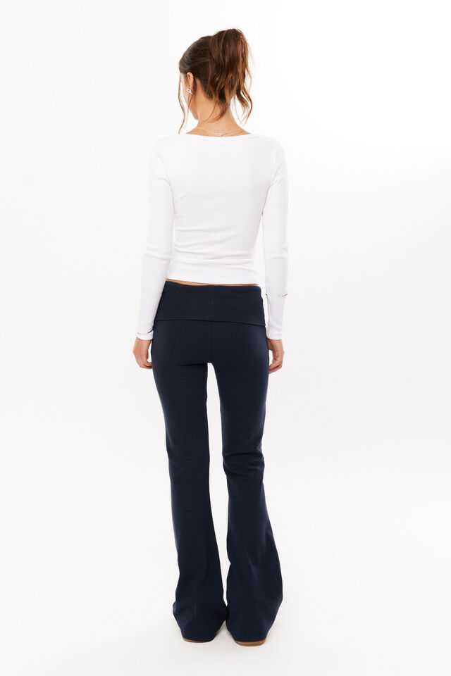 Fold Back Flare Pant, NIGHT NAVY