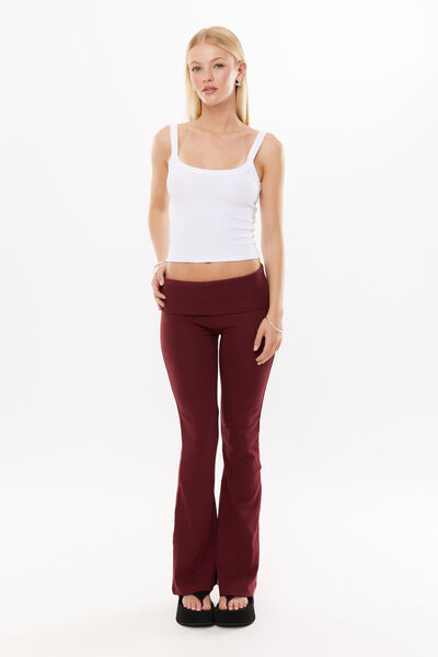 Fold Back Flare Pant, DARK PLUM