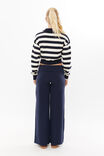 Blair Cropped Rugby Knit Jumper, NAVY STRIPE - alternate image 3