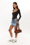 Luxe Square Neck Long Sleeve Bodysuit, BLACK - alternate image 4