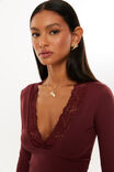 Luxe Georgia Long Sleeve Top, DARK PLUM - alternate image 3