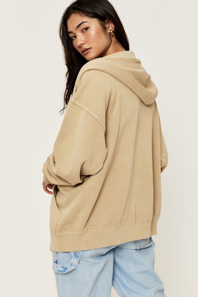Zola  Oversized Zip Through Hoodie, WASHED COCO WHIP