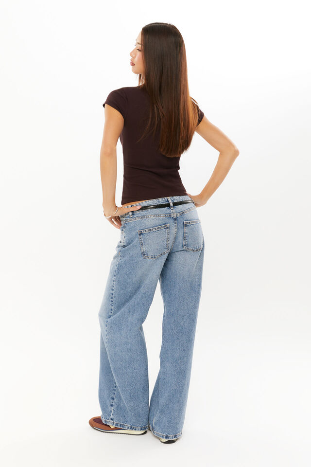 Lexy Rib Button Through Tee, DEEP CHOC