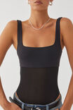 Sheer Luxe Square Neck Bodysuit, BLACK - alternate image 4