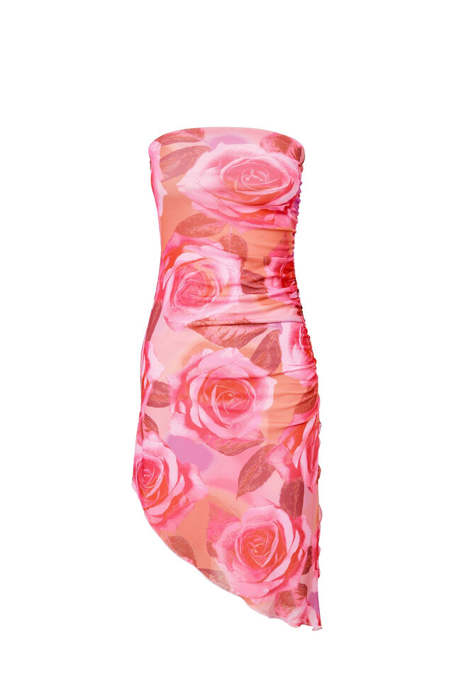 Becky Strapless Dress, ROSIE FLORAL PINK