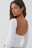 Luxe Backless Long Sleeve Bodysuit, WHITE - alternate image 1