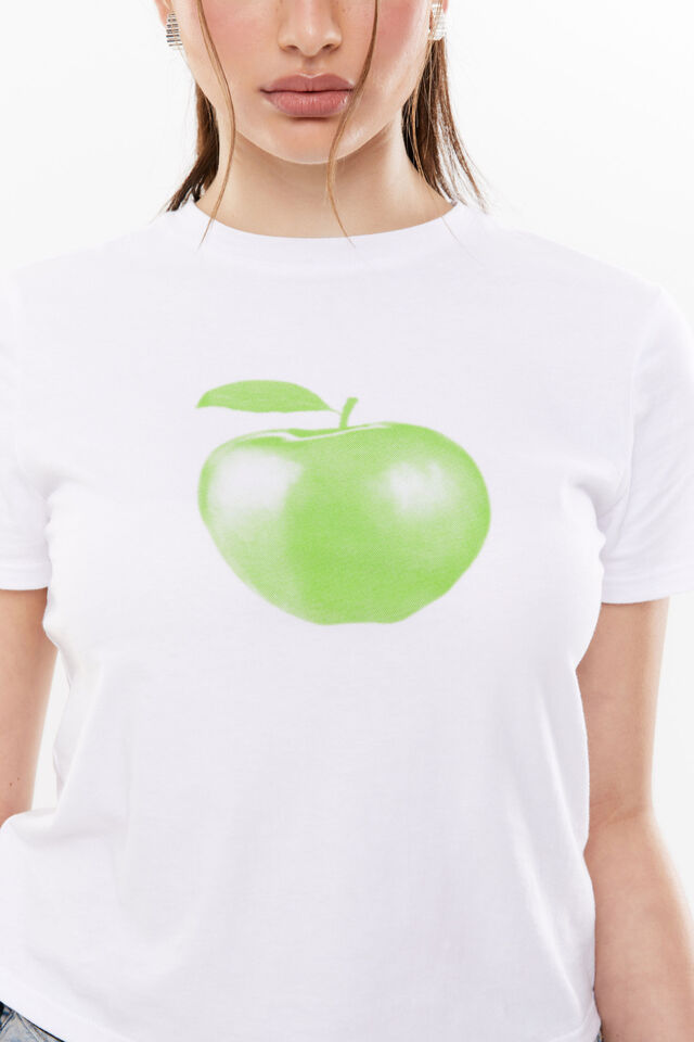 Green Apple Graphic Tee, WHITE/GREEN APPLE