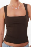 Luxe Open Neck Top, ESPRESSO BROWN - alternate image 4