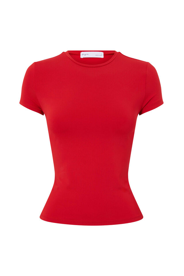 Luxe Longline Tee, RUBY RED