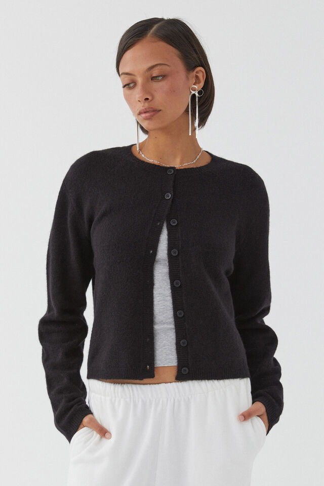 Bronte Button Through Cardi, BLACK