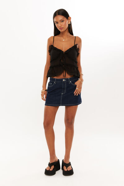 Leah Frill Cami, BLACK