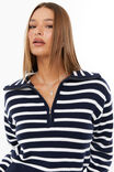 Jacqui Quarter Zip Knit Jumper, MERINGUE WHITE/NAVY LEAGUE - alternate image 4