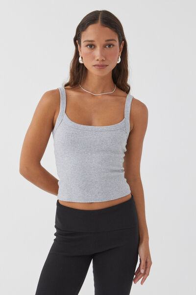 Riri Scoop Neck Tank, GREY MARLE