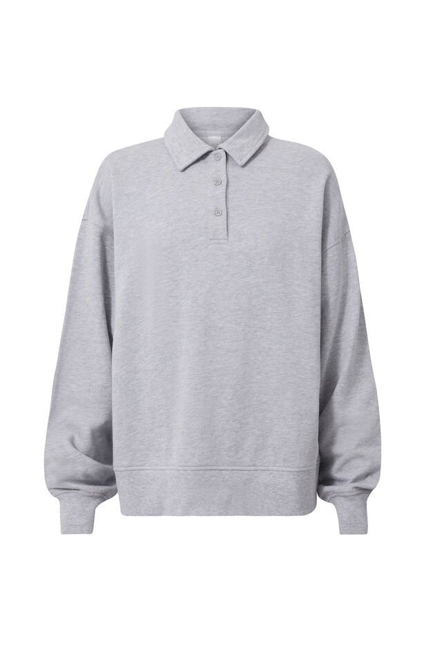 Pia Collared Polo Jumper, SILVER GREY MARLE