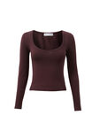 Vivian V Neck Long Sleeve Top, CHOC CHERRY - alternate image 6
