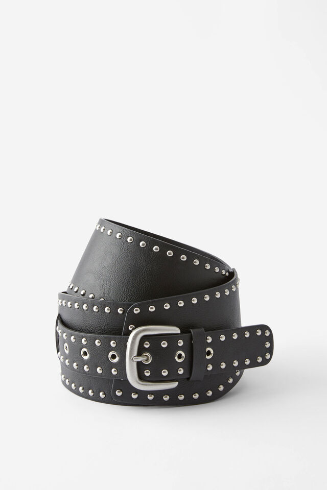 Studded Sash Belt, BLACK/SILVER