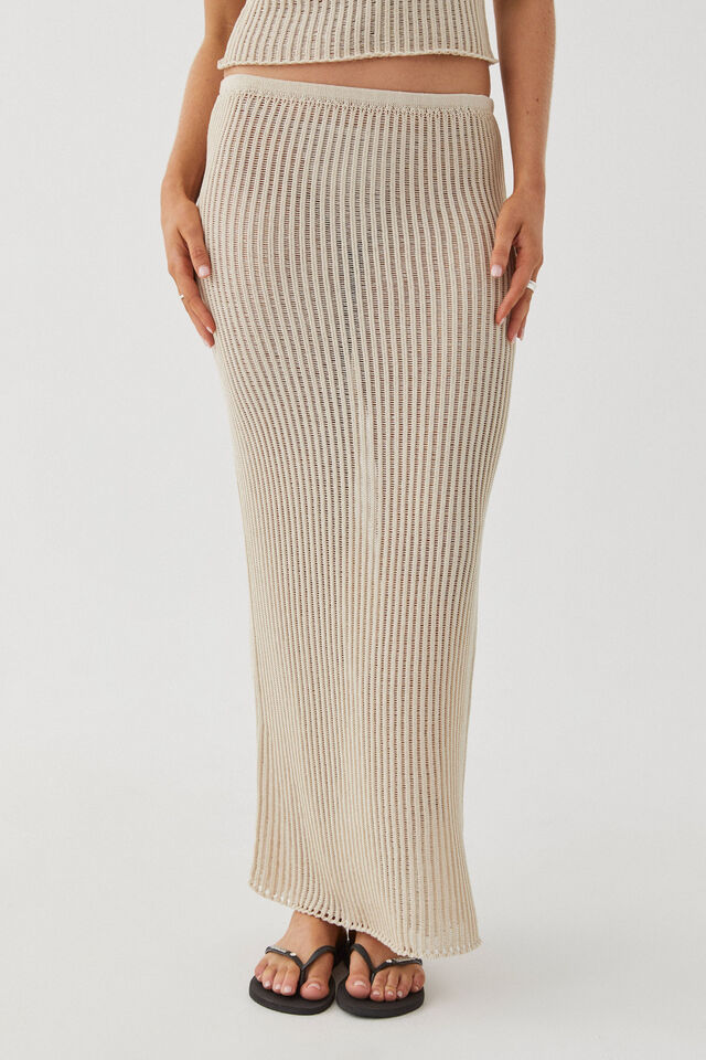 Sara Crochet Maxi Skirt, BEIGE BUFF